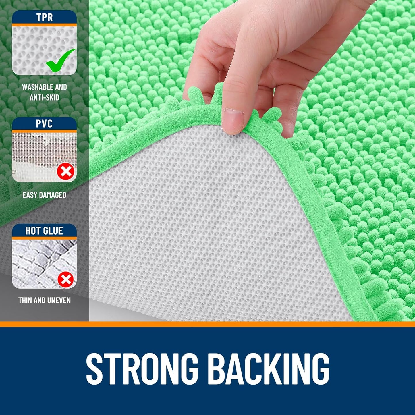 OLANLY Bathroom Rugs - Extra Soft Absorbent Chenille Mats | Quick-Dry, Machine Washable, 44x24 Mint Green