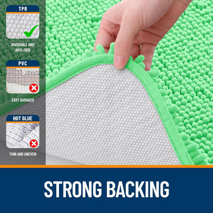 OLANLY Bathroom Rugs - Extra Soft Absorbent Chenille Mats | Quick-Dry, Machine Washable, 44x24 Mint Green