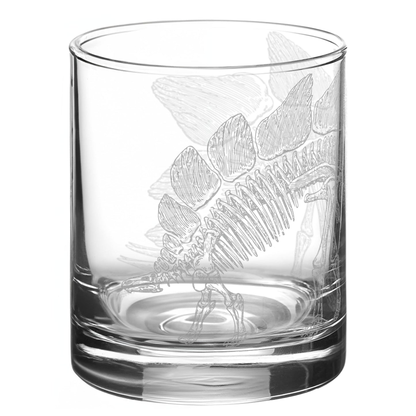 STEGOSAURUS SKELETON Engraved Whiskey Rocks 11.5oz Glass | Dinosaur Dino Paleontology Science Nature | Great Unique Gift Idea!