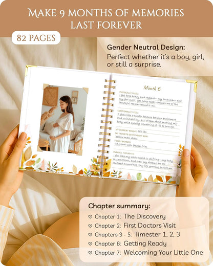 Pregnancy Journal by [Brand Name] - 82-Page Hardcover Memory Book for Expecting Moms | Thoughtful Gift for First-Time Moms