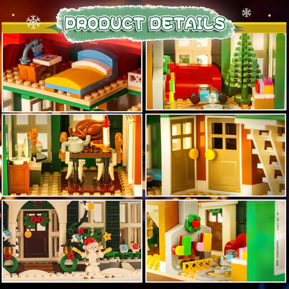 Skiennix Christmas House Building Set - 1187PCS Light-Up Holiday Kit for Adults & Movie Fans