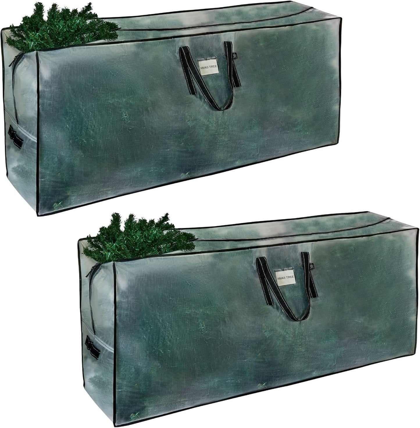 VENO Clear Christmas Tree Storage Bags - Heavy Duty 9 Ft Capacity with Zipper & Durable Handles | 2 Pack