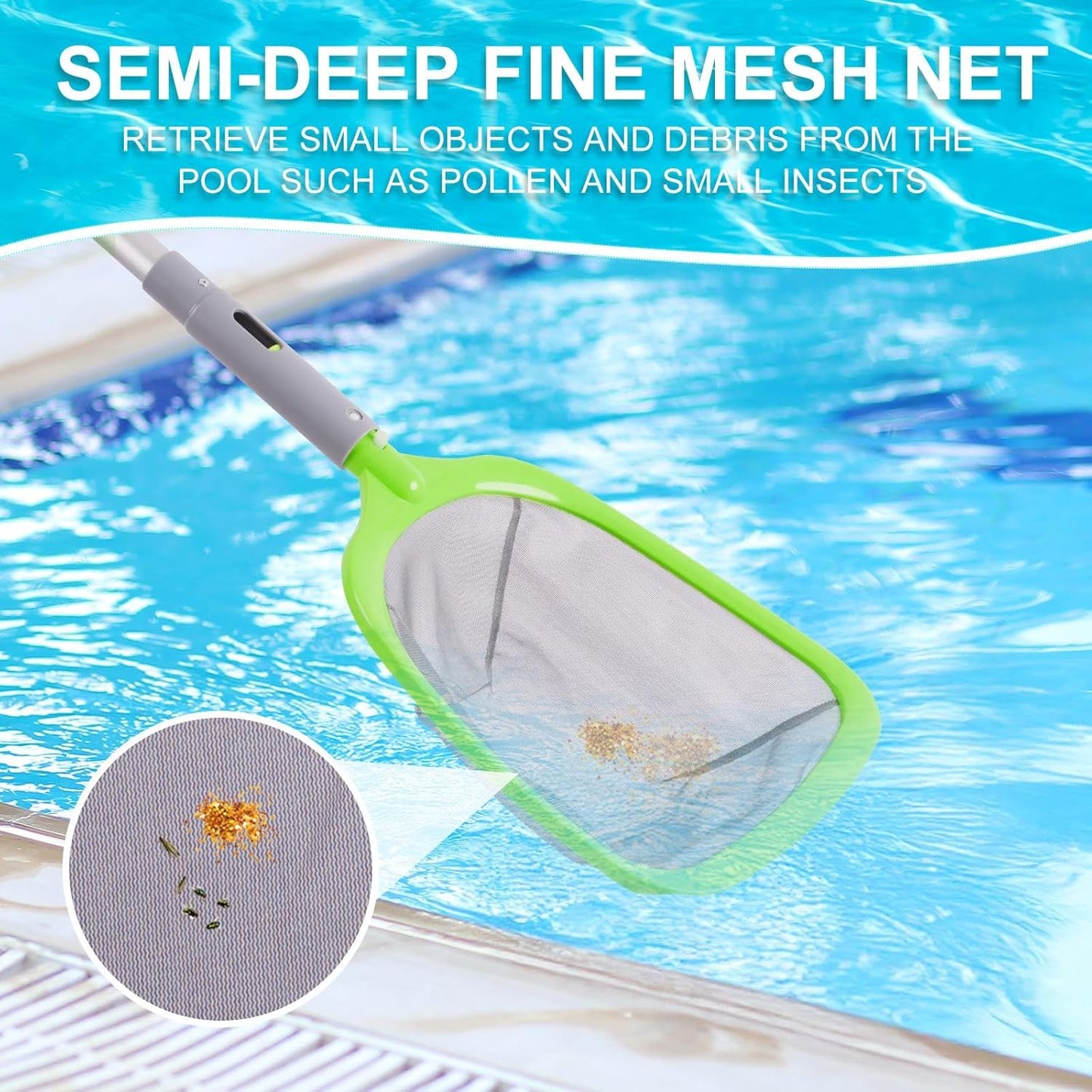 Sepetrel Deluxe Swimming Pool Cleaning Kit - Spa Jet Vacuum, Brush & 57.5-Inch Adjustable Pole for Above Ground Pools