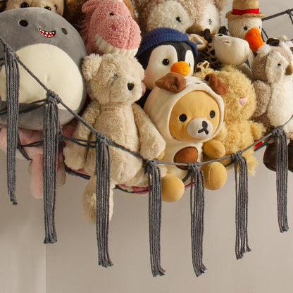 Mirolam Stuffed Animal Storage Hammock Net - Large Corner Organizer for Baby Nursery - Grey