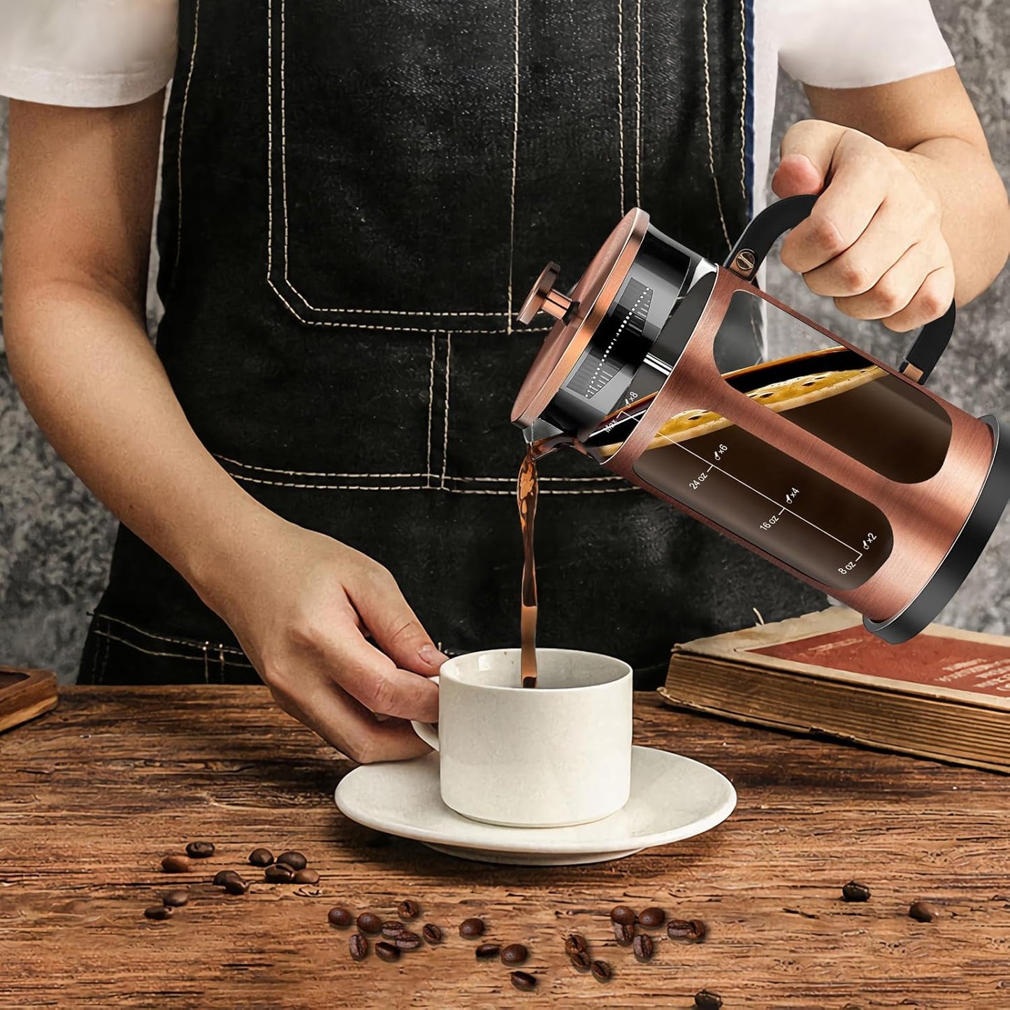 Skiennix French Press Coffee Maker - 34oz Borosilicate Glass with 4 Filters | Ideal for Cold Brew & Tea Gifts
