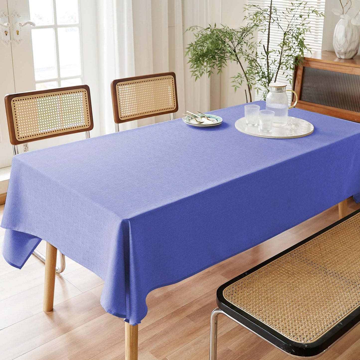 AUSSPVOCT Textured Tablecloth Rectangle 52x70 Water Resistant Spill-Proof Wipeable Table Cloth Wrinkle Free Fabric Dining Table Cover for Birthday Party Farmhouse Spring kitchen Tablecloths