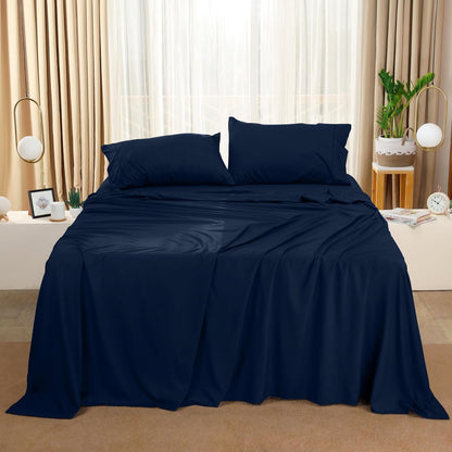 Utopia Bedding Queen Size Sheet Set - Soft, Breathable Microfiber, Includes 1 Fitted Sheet, 1 Flat Sheet & 2 Pillowcases - Navy
