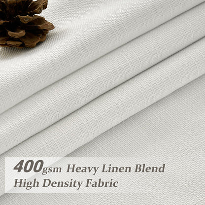 Pleat Viral Linen 90 Inch Blackout Curtains for Bedroom, Pinch Pleated Soundproof Privacy Farmhouse Window Drapes Decor with Hooks Neutral Beige White Nursery/Kids Room Darkening Burg 2 Panels Set