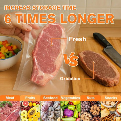FUNFERY Vacuum Sealer Bags - 200 Pint 6" x 10" BPA-Free Bags for Long-Term Food Storage & Sous Vide