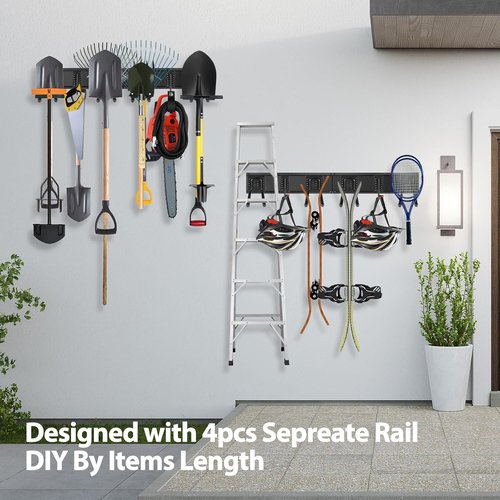 Garage Tool Organizer by [Brand Name] - Wall Mounted, Adjustable 64-Inch Rack for 20 Tools, Holds Up to 900lbs