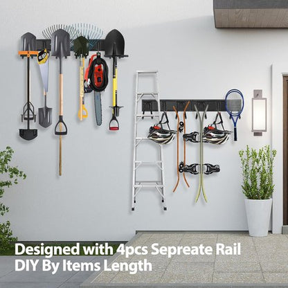 Garage Tool Organizer by [Brand Name] - Wall Mounted, Adjustable 64-Inch Rack for 20 Tools, Holds Up to 900lbs