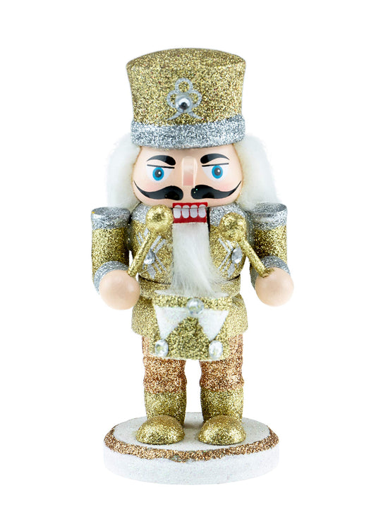 Clever Creations Gold Drummer 6 Inch Traditional Wooden Nutcracker, Festive Christmas Décor for Shelves and Tables