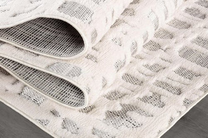 Beverly Rug Micro Loop Area Rug Gray/White 8x10 Abstract Modern Luxury Irregular Grid Durable Soft Indoor Rugs for Living Dining Room Office Stain Resistant Non Shedding Casual Indoor Carpet 8 x 10