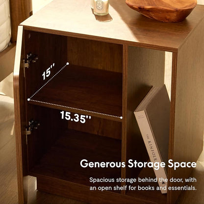 FLEXISPOT Nightstand with Charging Station - Mid-Century Walnut, Right Variation