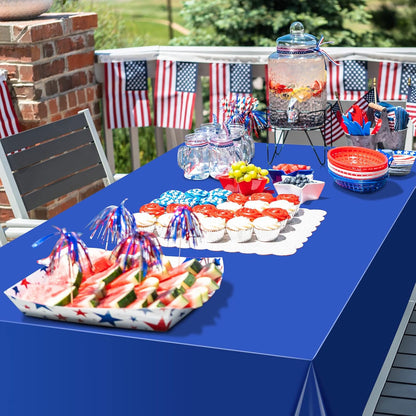 Red White And Blue Disposable Tablecloths by [Brand Name] - 3 Pack Rectangle Covers for 4th of July | 54 x 108 Inch
