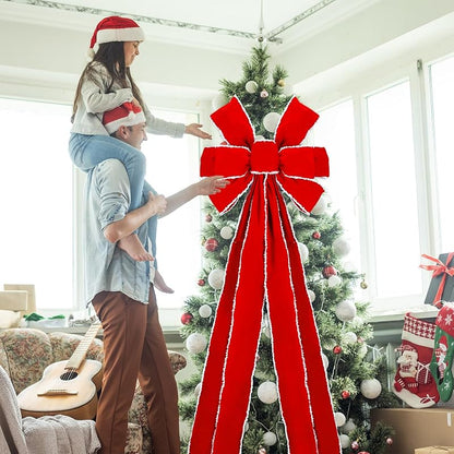 Hungdao Red Velvet Christmas Bow Giant Tree Topper 71 x 24 Inch - Variation: Red