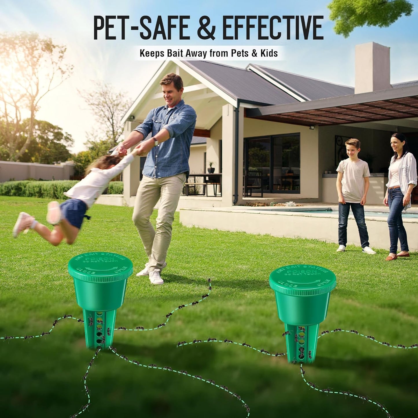 Qualirey Ant Traps - Reusable Liquid Bait Stations for Outdoor Use | Pet Safe, Multi-Surface Control