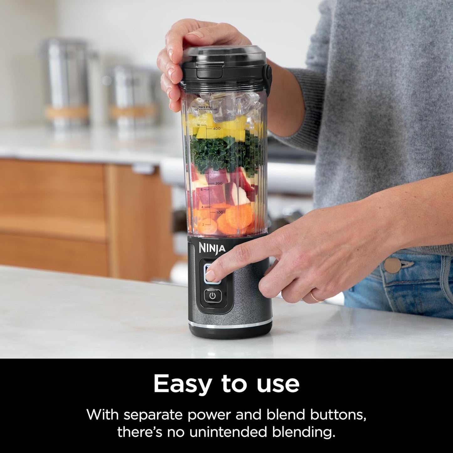 Ninja Blast Portable Blender - Cordless 18oz Personal Blender for Smoothies & Shakes | BPA-Free, Leakproof, USB-C Rechargeable, Black Glitter