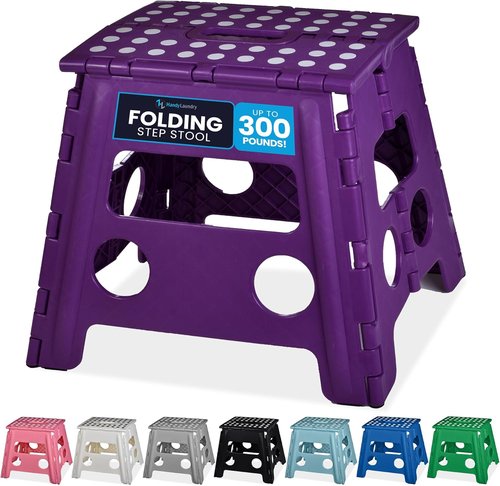 Handy Laundry Folding Step Stool - 13 Inch Sturdy Plastic, Non-Slip & Portable for Adults & Kids - Purple