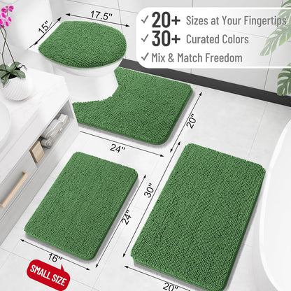 OLANLY Large Bath Rugs - Extra Soft Chenille, Quick-Dry, Machine Washable | 40x32, Olive Green