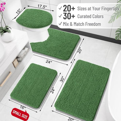 OLANLY Bathroom Rugs 47x32, Extra Soft Absorbent Chenille Bath Rugs, Rubber Backing Quick Dry, Machine Washable Bath Mats for Bathroom Floor, Tub and Shower, Home Decor Accessories, Olive Green