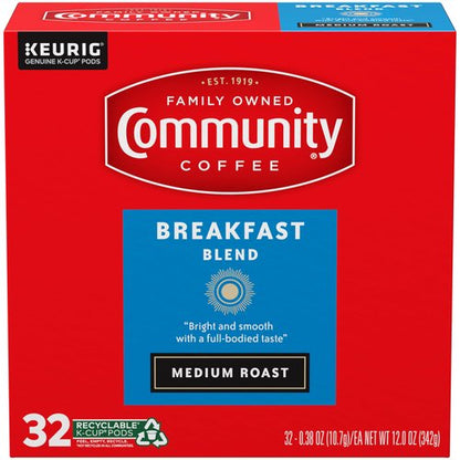 Community Coffee Breakfast Blend Medium Roast Single Serve Keurig K-Cup Pods 32 ct Box