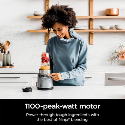 Ninja Nutri Pro Personal Blender - 1100 Peak Watt with Auto-iQ | Cloud Silver (Refurbished)