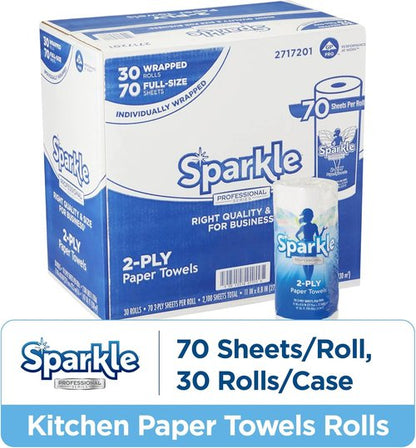 Georgia-Pacific Sparkle 2-Ply Perforated Kitchen Paper Towels - 70 Sheets Per Roll, 30 Rolls Per Case