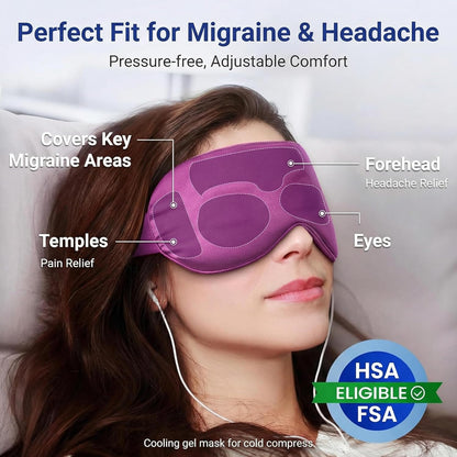 Skiennix Cooling Eye Mask - Fast Relief for Puffy Eyes & Migraines | Reusable Gel Pack in Purple