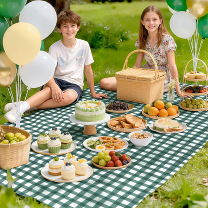 Skiennix Sage Green Striped Gingham Tablecloth - 54 x 108 Inch Disposable Waterproof Covers for Outdoor Events | Perfect for Picnics & Parties