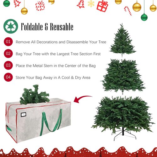 Cosy Family Christmas Tree Storage Bag - Durable Extra Large 7.5 ft Heavy Duty Xmas Bag with Reinforced Handles & Dual Zippers