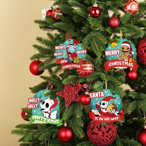 Jack & Sally Wooden Christmas Tree Ornaments - 18PCS Nightmare Before Christmas Decor