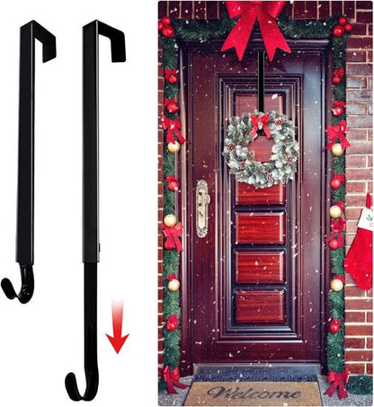 DZZ Black Wreath Hanger - Adjustable Door Hook for 20 Lb Capacity | Fits 15 to 25 Inches for Holiday Decor