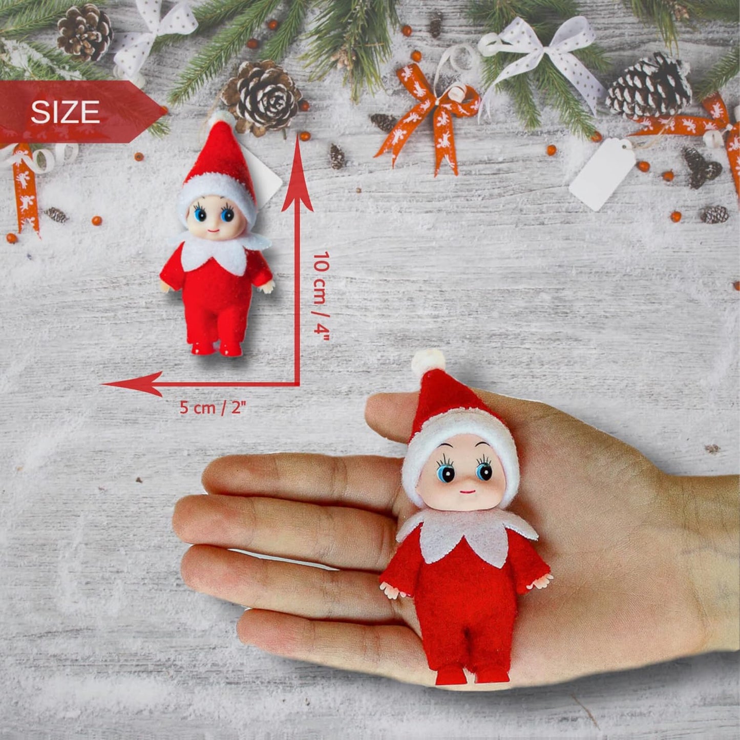 Regine Switzerland Christmas Baby Elf Doll - Adorable Red Jumpsuit for Holiday Cheer