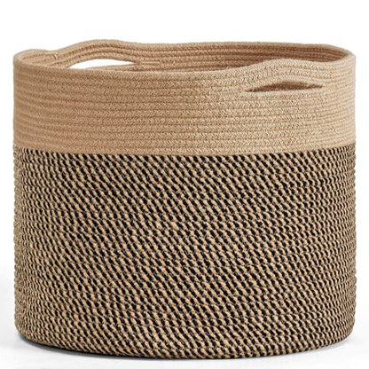 Goodpick Large Cotton Rope Basket - 15.8"x15.8"x13.8" | Stylish Wicker Storage for Blankets & Toys