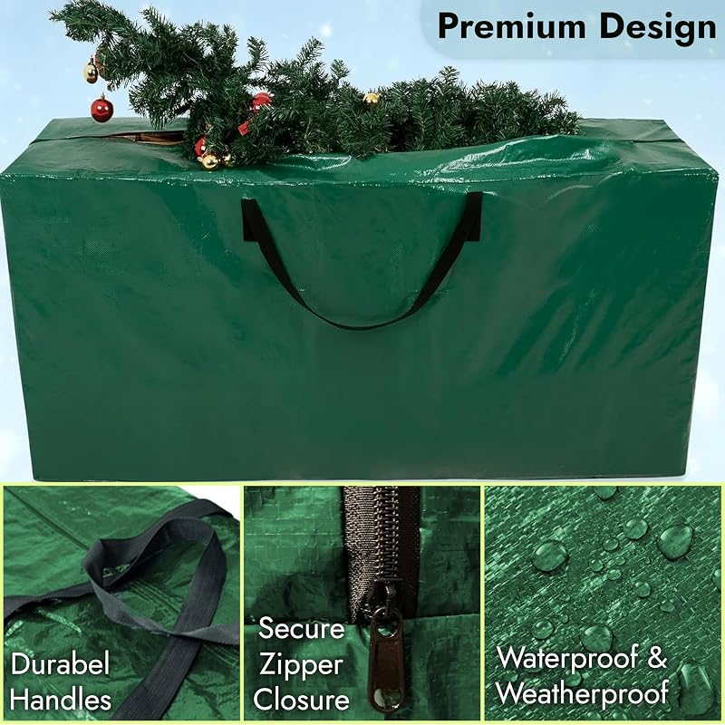 Green 7.5 ft Christmas Tree Storage Bag – Heavy Duty, Waterproof with Reinforced Handles & Zipper (Variation: Green)