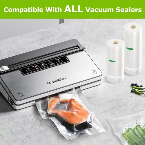 Bonsenkitchen Vacuum Sealer Bags Rolls - 11in x 50ft & 8in x 50ft | Heavy-Duty, BPA-Free Food Storage Bags