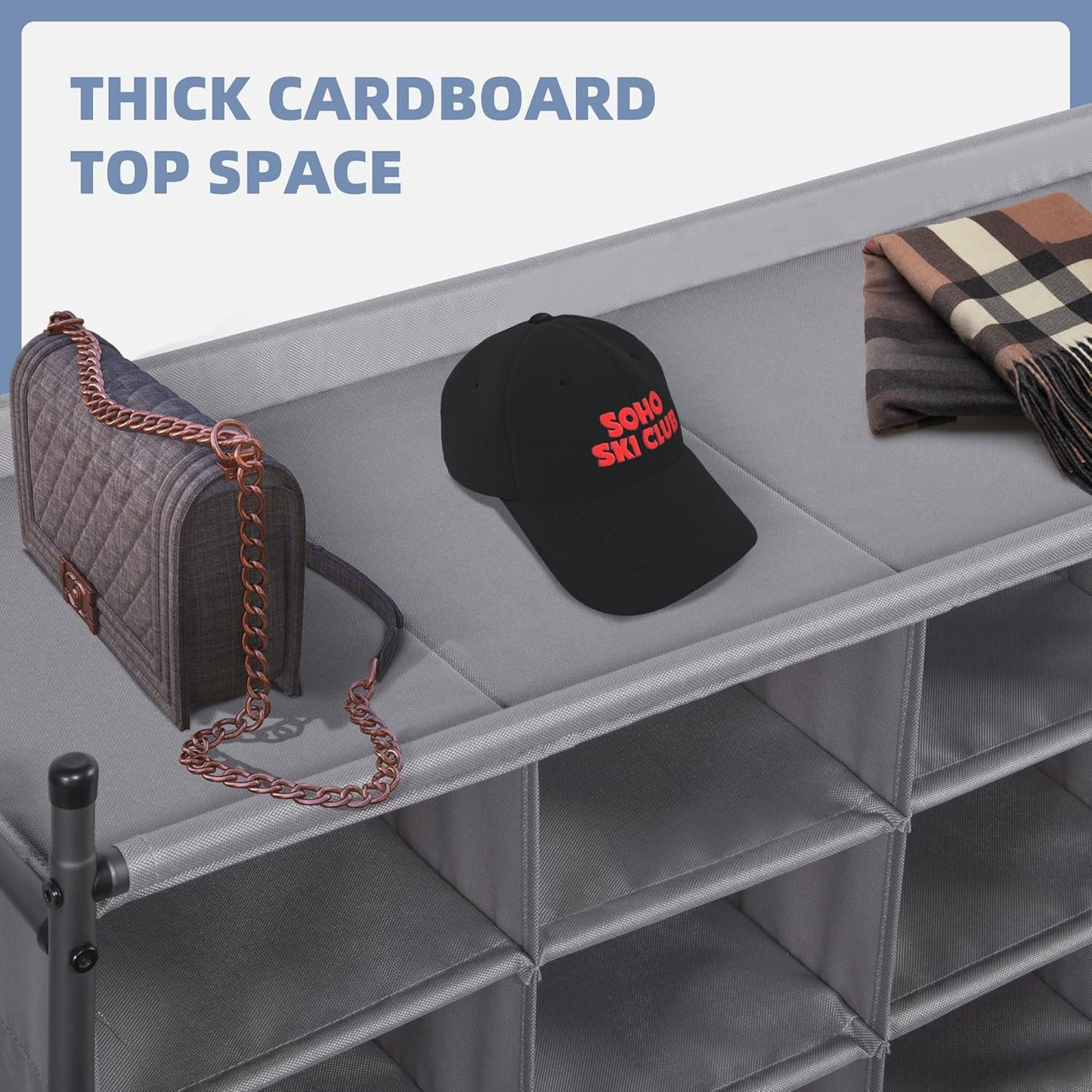 Storage Maniac Stackable Shoe Cubby Organizer - 20-Cube Free Standing Shoe Rack in Gray for Entryway & Bedroom