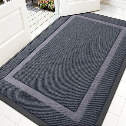 OLANLY Waterproof Front Door Mat - All-Season Indoor/Outdoor Doormat | Sturdy Natural Rubber, 59x30, Light Grey