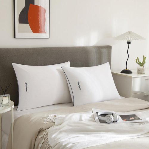 Dearfoams Bed Pillows,Set of 2 Standard/Queen Size, Luxurious 200 TC Cotton Down Alternative Bed Pillows,Supportive for Back, Side & Stomach Sleepers