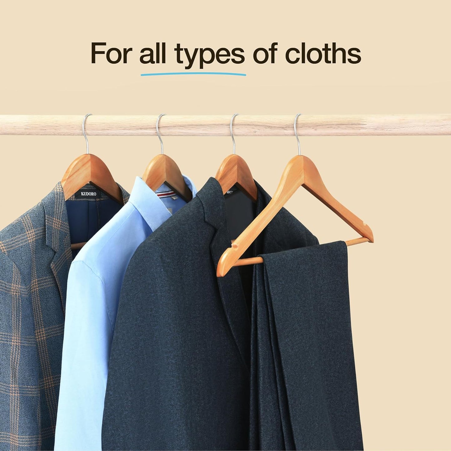 Premium Wooden Hangers - Durable Non-Slip Heavy-Duty Coat Hangers | 20 Pack Natural Solid Wood