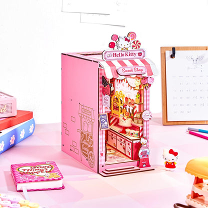 Sanrio Hello Kitty Sweet Shop Book Nook Kit - DIY Miniature Shelf Insert with Touch LED - 149-Piece 3D Puzzle for Adults & Teens