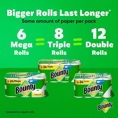 Bounty Select-A-Size Paper Towels - White, 8 Triple Rolls (Equivalent to 24 Regular Rolls)