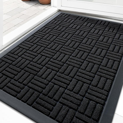 OLANLY Heavy-Duty Front Door Mat - Absorbent, Non-Slip Rubber Doormat | 29.5x17 Inches, Black