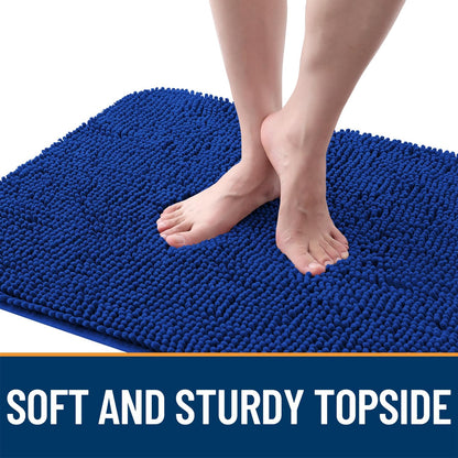 OLANLY Dog Door Mat - Absorbent Non-Slip Washable Chenille Mat for Muddy Paws | 36x24 Royal Blue