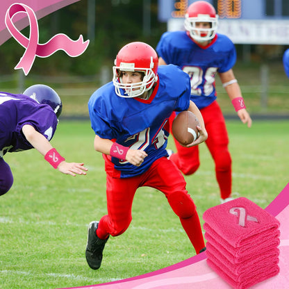 Skiennix Breast Cancer Awareness Wristbands - Pink Ribbon Elastic Sports Bands | 12/24/48 Pcs for Youth & Adults