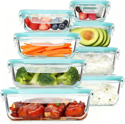 UNITED FLAMES 8-Piece Glass Food Storage Containers - Airtight, Leak-Proof Meal Prep Set | Oven, Microwave & Freezer Safe