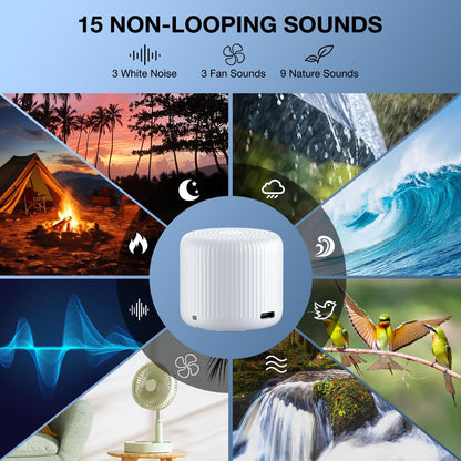 Portable Sound Machine for Baby Adults,LEICEX Travel Sound Machine,15 Non-Looping Sound Timer and Memory Play, Mini White Noise Machine for Sleeping Office Privacy Travel Gift