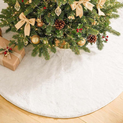 48 Inch White Plush Christmas Tree Skirt – Center Opening, Velvety Decor (Variation: White+48 inch)