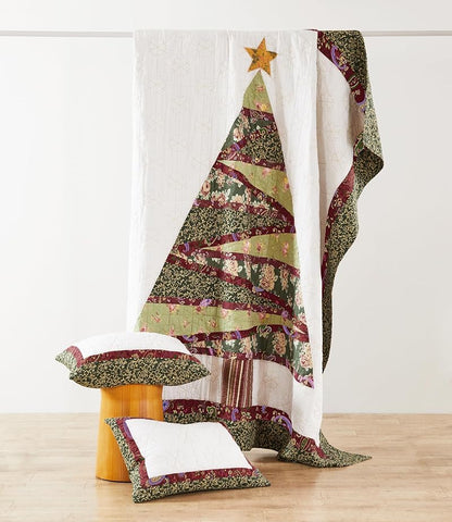 Holiday 3-Piece King/Cal King Cotton Quilt Set - Christmas Tree Pattern by Greenland Home Fashions - Variation Holiday+3-Piece King/Cal King